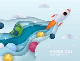 Background of Paper Cut Planet vector
