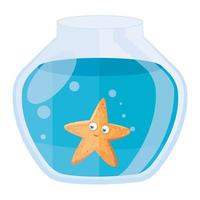 aquarium starfish with water, aquarium marine pet vector