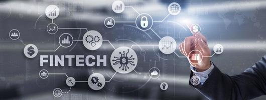 Fintech Investment Financial Technology Concept. 3D Virtual screen photo