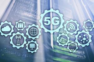 5G Network, 5G internet Connection Concept in digital background. Smart communication network concept photo