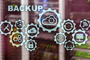 Backup System Recovery Technology Concept on modern server room background photo