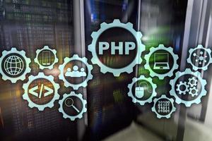 PHP programming language. Developing programming and coding technologies.Cyber space concept photo