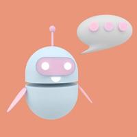 Robot chatbot icon 3d. Cute AI bot helper mascot character cartoon symbol business assistant. 3d render.