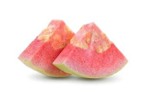 Pink Guava slice isolated on white background photo