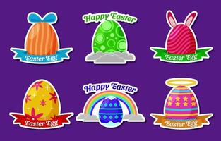 conjunto de pegatina de huevo de Pascua vector