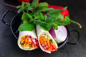 doner kebab vegetable shawarma burrito filling veggie pita vegetarian photo