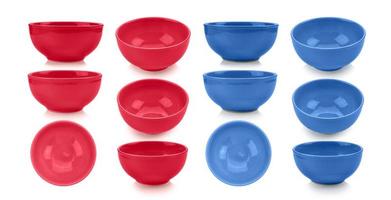 blue bowl on white background photo