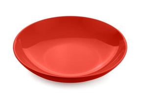 empty red plate isolated on white background photo