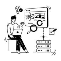 A well-designed hand drawn illustration of IT analyst vector