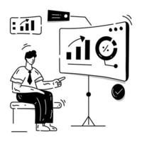 Data analysis vector, person with business presentation vector