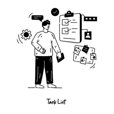 Hand drawn task list glyph illustrative design