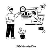 Web data visualization hand drawn illustration vector