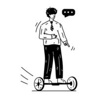 Modern hand drawn illustration of hoverboard vector