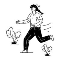 Hand drawn illustration of running, editable vector