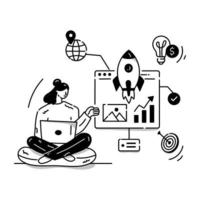 Hand drawn illustration of startup vector