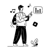 Trendy hand drawn illustration of singing vector