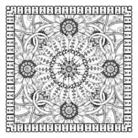 Circular pattern in form of mandala for Henna, Mehndi, tattoo, decoration. Decorative ornament in ethnic oriental style. Coloring book page. vector