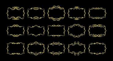 Gold Borders Elements Set Collection, ornament Vector