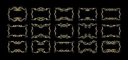 Gold Borders Elements Set Collection, ornament Vector