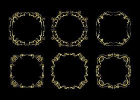 Gold Borders Elements Set Collection, ornament Vector