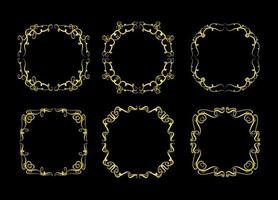 Gold Borders Elements Set Collection, ornament Vector