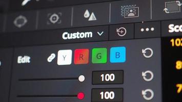 Color grading graph or RGB colour correction indicator on monitor photo