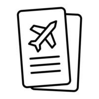 Flight Ticket Line Icon vector