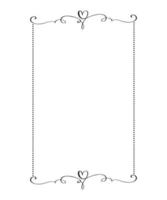 Calligraphy rectangular vector ornamental frame with heart. Valentine Day decorative ornament for decoration, design of wedding invitation, love romantic greeting card