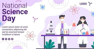 National Science Day Post Template Flat Design Illustration Editable of Square Background Suitable for Social Media or Greeting Card vector