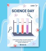 ilustración de diseño plano de plantilla de póster del día nacional de la ciencia editable de fondo cuadrado adecuado para redes sociales o tarjeta de felicitación vector