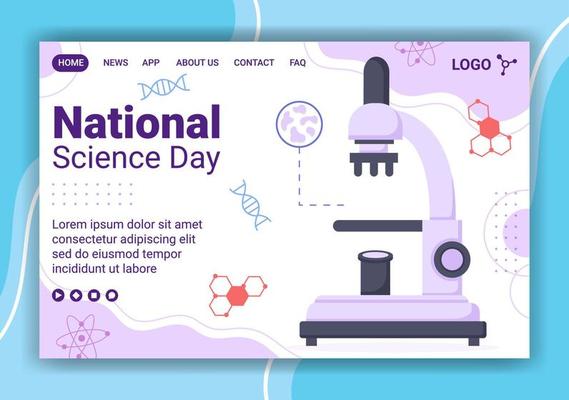National Science Day Landing Page Template Flat Design Illustration Editable of Square Background Suitable for Social Media or Greeting Card