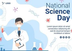 National Science Day Brochure Template Flat Design Illustration Editable of Square Background Suitable for Social Media or Greeting Card vector