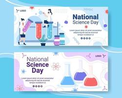 National Science Day Banner Template Flat Design Illustration Editable of Square Background Suitable for Social Media or Greeting Card vector