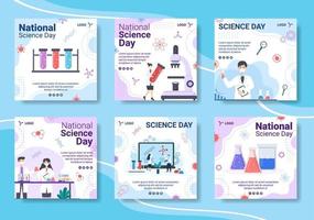 National Science Day Post Template Flat Design Illustration Editable of Square Background Suitable for Social Media or Greeting Card vector