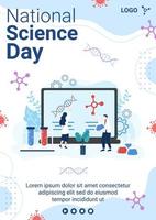 National Science Day Flyer Template Flat Design Illustration Editable of Square Background Suitable for Social Media or Greeting Card vector