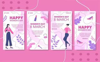 Women's Day Stories Template Flat Illustration Editable of Square Background Suitable for Social Media, Greeting Card and Web Internet Ads vector