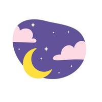 Day night icon vector. cloudy sunlight during the day and the moonlight in the starry sky vector