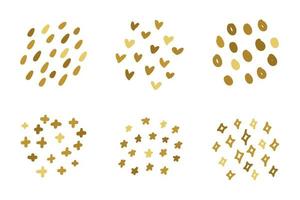 hand drawn group of gold polka dots for greeting card minimalist style decoration vector