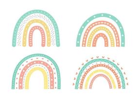 scandinavian rainbow cute greeting card elements isolated on a white background vector