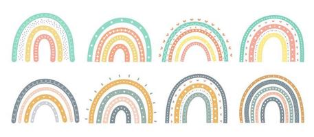 scandinavian rainbow cute greeting card elements isolated on a white background vector