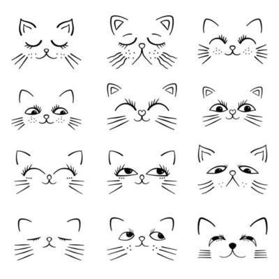 Cat Face Outline Vector Art, Icons, and Graphics for Free Download