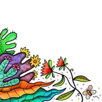 Hand Drawn Watercolor Ink Tropical Floral Border vector