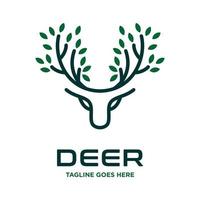 deer horn leaf logo vector