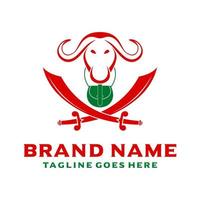 buffalo and sword head logo vector