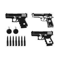 pistol and bullet designs of various types vector