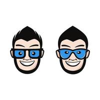 head with blue glasses vector