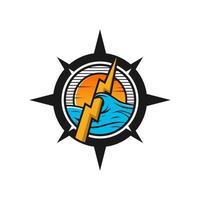 compass design with electricity in the middle of the sea vector