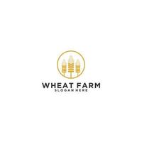 wheat farm logo template in white background vector