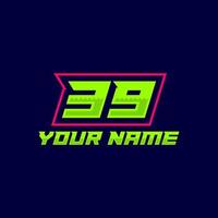 Number logo with fast speed lines. Vector sport style typeface, sports club.