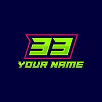 Number logo with fast speed lines. Vector sport style typeface, sports club.